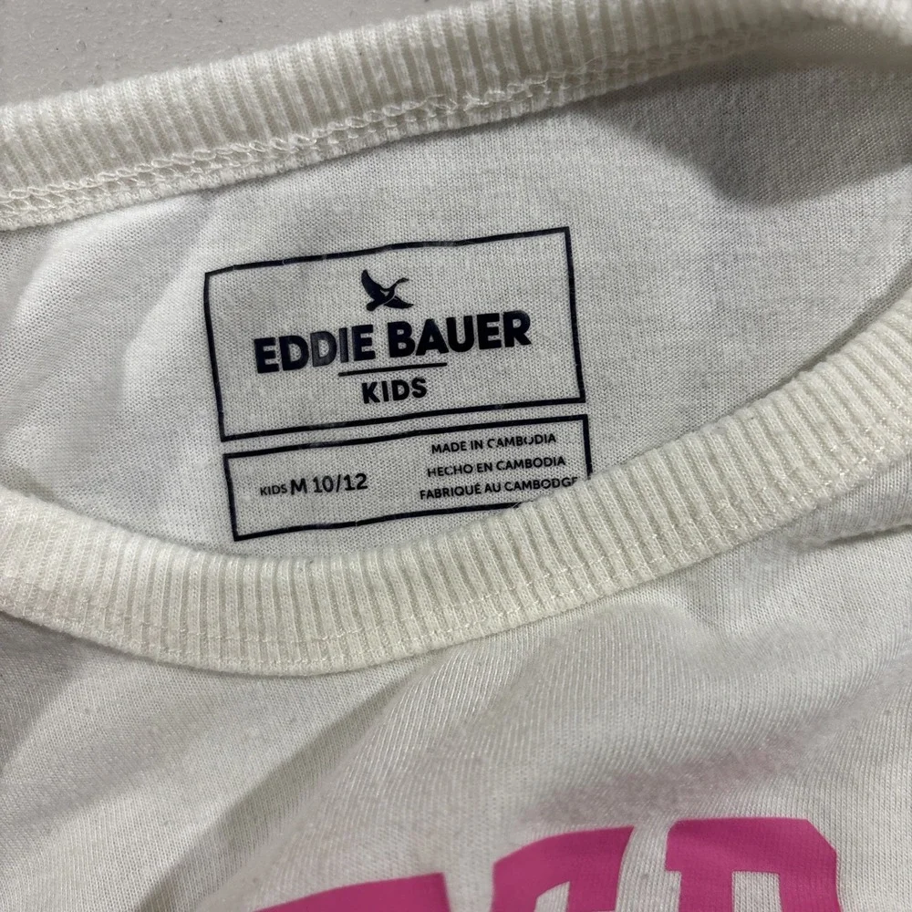 Eddie Bauer Set of 2 Pajama Shirt Pants Girls Kids M Pink White Lounge